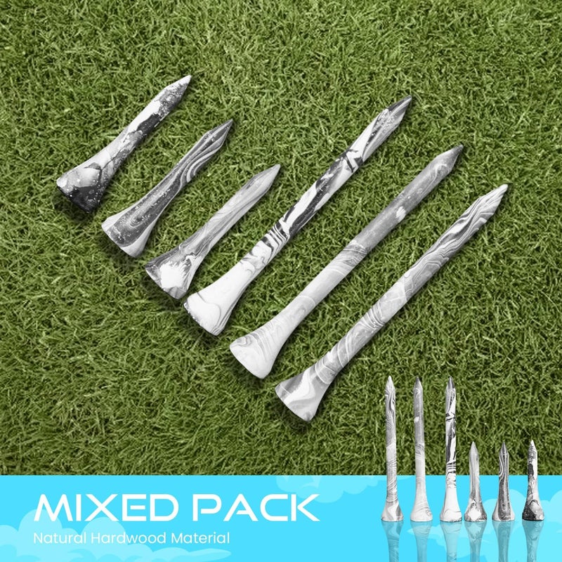 EWILLING Store Golf Tees Multiple Colors Mixed Size Package, 100pcs Professional Bamboo/Wood Golf Tees, Size 3-1/4", 2-3/4" & 1-1/2" Reduce Friction and Resistance - Image 4